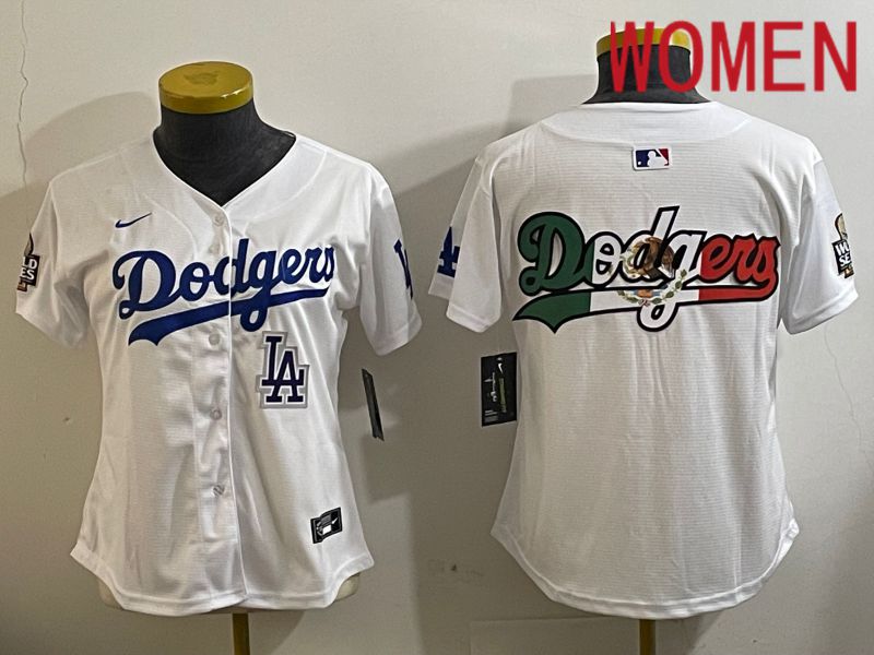 Women Los Angeles Dodgers Blank White Game 2024 Nike MLB Jersey style 112113->women mlb jersey->Women Jersey